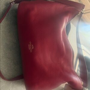 Coach Pebbled Leather Shoulder Bag in Crimson Red